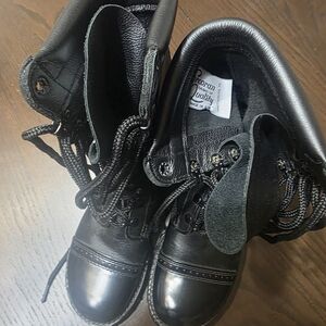 Black Leather Combat Boots